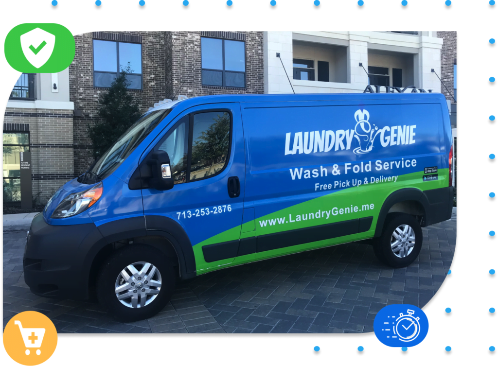 Wash and fold service free pick up and delivery laundry van laundry genie